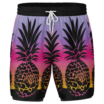 pineapple electric sunrise Men's 2-in-1 Shorts